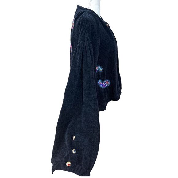 BODE- Vintage Patches Rhinestone Cape Cardigan - Picture 3 of 9